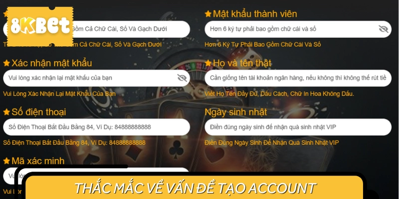 Những câu hỏi thường gặp khi tạo mới tài khoản