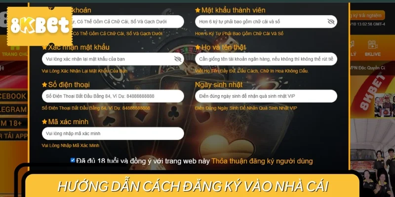 Hướng dẫn chi tiết cách đăng ký vào hệ thống của 8KBET