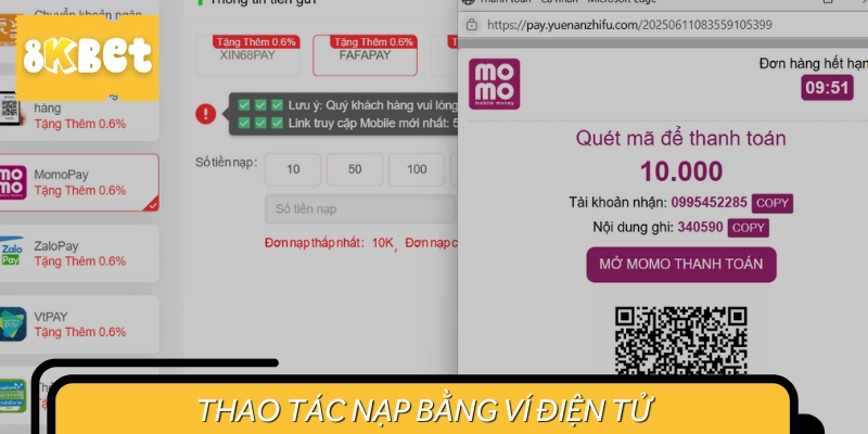Quy trình nạp tiền thông qua ví điện tử